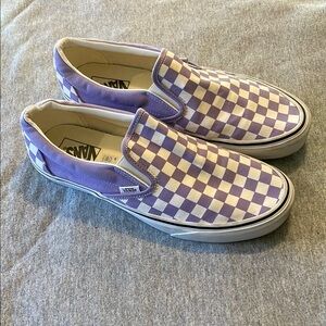 Vans Purple Checkered Slip-On Shoes